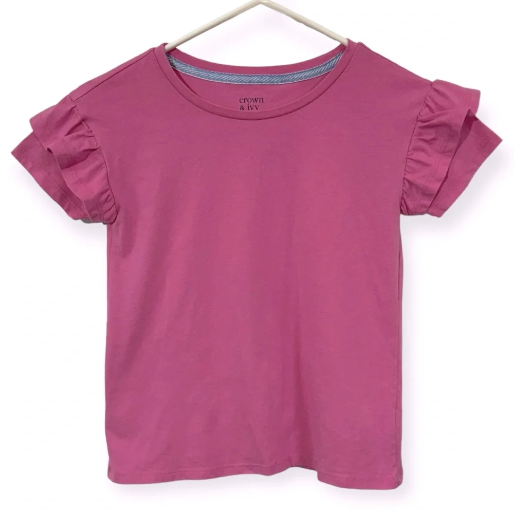 Crown & Ivy Girls Ruffled T-shirt Blouse Size‎ M